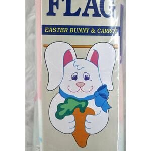Easter Bunny Rabbit Carrot Large Garden Flag Sculpted Banner 28" x 40"